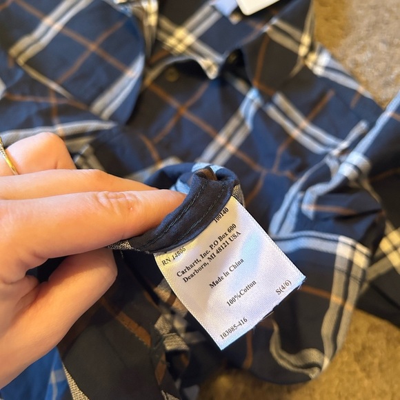 NWT Carhartt Women's Blue Nights Fairview Plaid Long Sleeve Shirt Size S Button - Picture 8 of 9